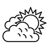 vetor de contorno de ícone de sol nublado. previsão de chuva