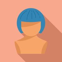 vetor plano de ícone de peruca feminina. estilo de cabeça