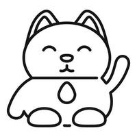 vetor de contorno do ícone do gato da sorte maneki. fortuna do japão