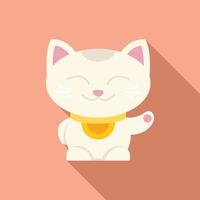 vetor plano de ícone de gato sortudo fofo. japão neko