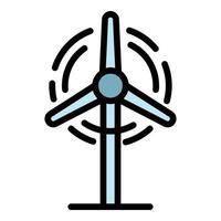 vetor de contorno de cor de ícone de turbina eólica