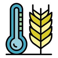 vetor de contorno de cor de ícone de temperatura de planta inteligente