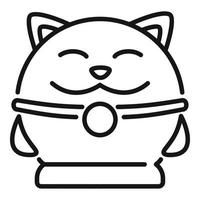 vetor de contorno de ícone de gato sortudo bonito. japão neko