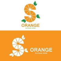 design de logotipo laranja, vetor de frutas frescas, design adequado para loja de frutas, modelo de banner, ícone de fruta laranja