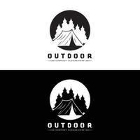 design de logotipo de fogueira, vetor de acampamento, fogo de madeira e design de floresta