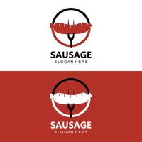 logotipo de salsicha, vetor de comida moderna, design para marcas de comida grelhada, churrasco, loja de salsichas, cachorro-quente