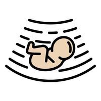 bebê sob vetor de contorno de cor de ícone de ultrassom