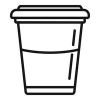 vetor de contorno de ícone de xícara de café de plástico biodegradável. reciclagem ecológica