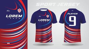 design de camisa esportiva de camisa vermelha azul vetor