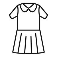 vetor de contorno do ícone de vestido de moda. escola uniforme