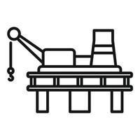 vetor de contorno do ícone de plataforma de petróleo. mar de petróleo