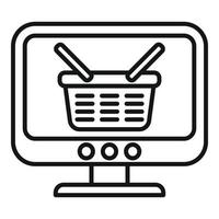 vetor de contorno de ícone de cesta de loja de loja. pagamento digital