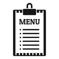 vetor simples do ícone da área de transferência do menu do restaurante. prato de comida