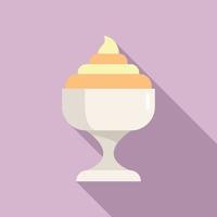 vetor plano de ícone de copo de sorvete. colher de chocolate