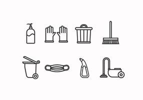 Ícone do conjunto de ferramentas de limpeza vetor