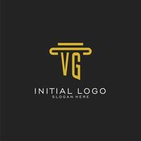 logotipo inicial vg com design de estilo de pilar simples vetor