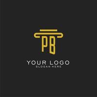 logotipo inicial pb com design de estilo de pilar simples vetor