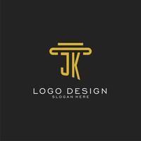 logotipo inicial jk com design de estilo de pilar simples vetor