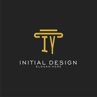 logotipo inicial iy com design de estilo de pilar simples vetor