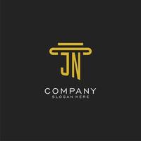 logotipo inicial jn com design de estilo de pilar simples vetor