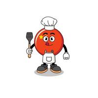 ilustração de mascote do chef da bandeira da china vetor