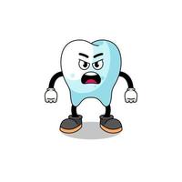 ilustração dos desenhos animados do dente com expressão de raiva vetor