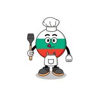 ilustração de mascote do chef de bandeira da Bulgária vetor