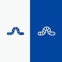 animal inseto inseto cobra linha e glifo ícone sólido azul bandeira linha e glifo ícone sólido bandeira azul vetor