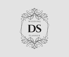 ds letras iniciais coleção de logotipos de monograma de casamento, modelos modernos minimalistas e florais desenhados à mão para cartões de convite, salve a data, identidade elegante para restaurante, boutique, café em vetor