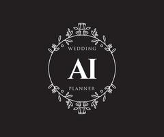 coleção de logotipos de monograma de casamento de letras iniciais ai, modelos modernos minimalistas e florais desenhados à mão para cartões de convite, salve a data, identidade elegante para restaurante, boutique, café em vetor