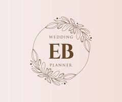 coleção de logotipos de monograma de casamento de letras iniciais eb, modelos modernos minimalistas e florais desenhados à mão para cartões de convite, salve a data, identidade elegante para restaurante, boutique, café em vetor