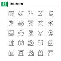 25 conjunto de ícones do dia das bruxas de fundo vetorial vetor