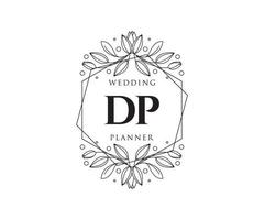 dp letras iniciais coleção de logotipos de monograma de casamento, modelos modernos minimalistas e florais desenhados à mão para cartões de convite, salve a data, identidade elegante para restaurante, boutique, café em vetor