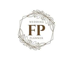 fp letras iniciais coleção de logotipos de monograma de casamento, modelos minimalistas e florais modernos desenhados à mão para cartões de convite, salve a data, identidade elegante para restaurante, boutique, café em vetor