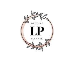 lp letras iniciais coleção de logotipos de monograma de casamento, modelos modernos minimalistas e florais desenhados à mão para cartões de convite, salve a data, identidade elegante para restaurante, boutique, café em vetor