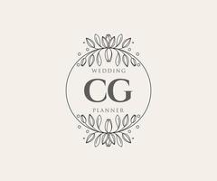 cg letras iniciais coleção de logotipos de monograma de casamento, modelos modernos minimalistas e florais desenhados à mão para cartões de convite, salve a data, identidade elegante para restaurante, boutique, café em vetor