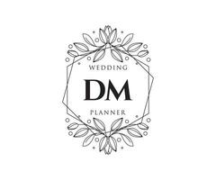 dm letras iniciais coleção de logotipos de monograma de casamento, modelos minimalistas e florais modernos desenhados à mão para cartões de convite, salve a data, identidade elegante para restaurante, boutique, café em vetor