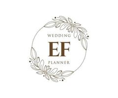 coleção de logotipos de monograma de casamento de letra inicial ef, modelos modernos minimalistas e florais desenhados à mão para cartões de convite, salve a data, identidade elegante para restaurante, boutique, café em vetor