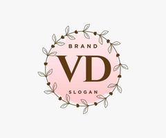 logotipo feminino vd inicial. utilizável para logotipos de natureza, salão, spa, cosméticos e beleza. elemento de modelo de design de logotipo de vetor plana.