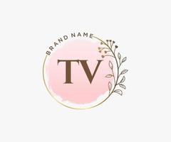 logotipo feminino inicial da tv. utilizável para logotipos de natureza, salão, spa, cosméticos e beleza. elemento de modelo de design de logotipo de vetor plana.