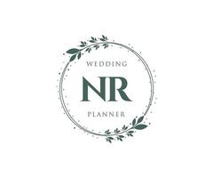 nr letras iniciais coleção de logotipos de monograma de casamento, modelos modernos minimalistas e florais desenhados à mão para cartões de convite, salve a data, identidade elegante para restaurante, boutique, café em vetor