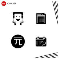 coleção de 4 ícones de vetor em símbolos de glifo perfeito de pixel de estilo sólido para web e móvel sinais de ícone sólido em fundo branco 4 ícones de fundo de vetor de ícone preto criativo