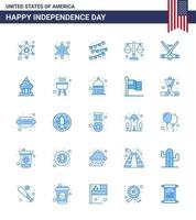 grande pacote de 25 eua feliz dia da independência eua vector blues e símbolos editáveis de muffin bolo justiça americano gelo esporte editável dia dos eua vetor elementos de design