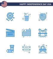 9 sinais azuis dos eua símbolos de celebração do dia da independência dos eua país americano eua movis elementos editáveis de design vetorial do dia dos eua vetor