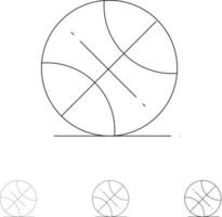 bola de basquete esportes eua conjunto de ícones de linha preta em negrito e fino vetor