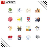 16 ícones criativos sinais modernos e símbolos de pacote editável de saco de produtos de saúde de compras de som de elementos de design de vetores criativos