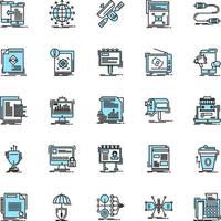 25 economia de dados e mídia publicitária conjunto de ícones preto e azul design de ícones criativos e modelo de logotipo fundo de vetor de ícones pretos criativos