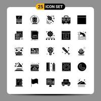 25 sinais de símbolos de glifos de pacote de ícones pretos para designs responsivos em fundo branco 25 ícones definem o fundo criativo do vetor de ícones pretos