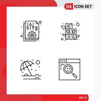 4 ícones criativos sinais e símbolos modernos de opções de proteção de documentos natureza guarda-chuva elementos de design vetoriais editáveis vetor
