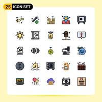 25 interface do usuário linha cheia pacote de cores planas de sinais e símbolos modernos de localização do orçamento mundial do armário elementos de design de vetores editáveis